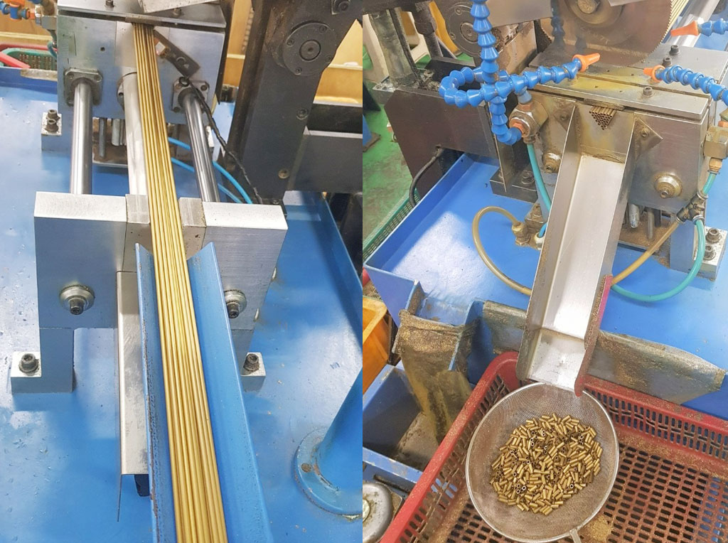 Cutting work with a precision saw blade cutting machine